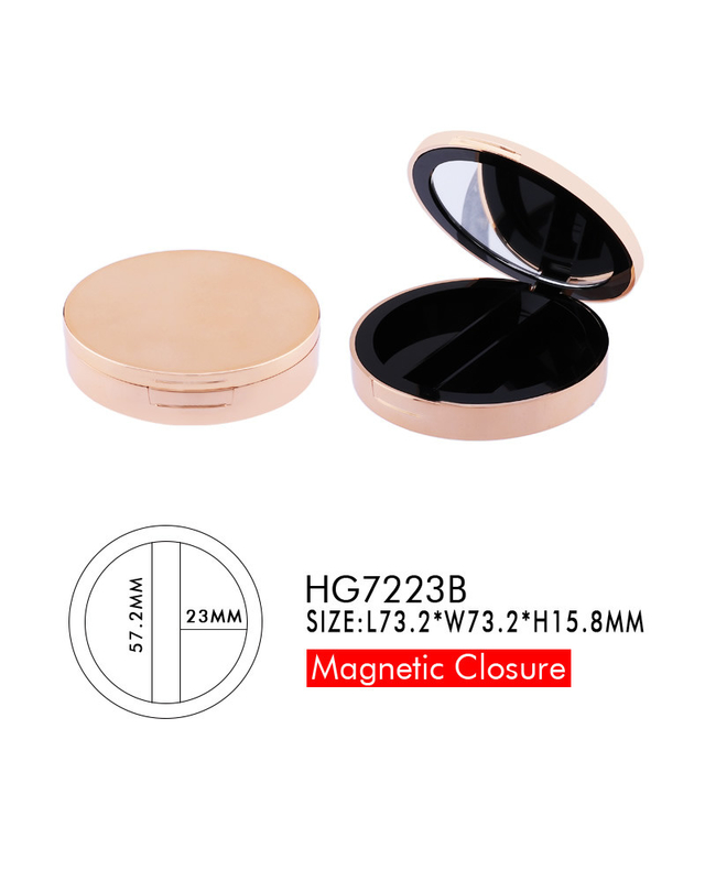 Magnetic Plastic Loose Body Powder Container With Mirror Flip Open Cover
